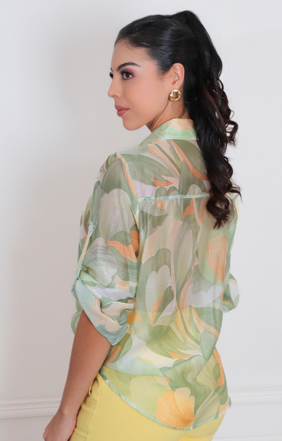 Blusa verde estampada