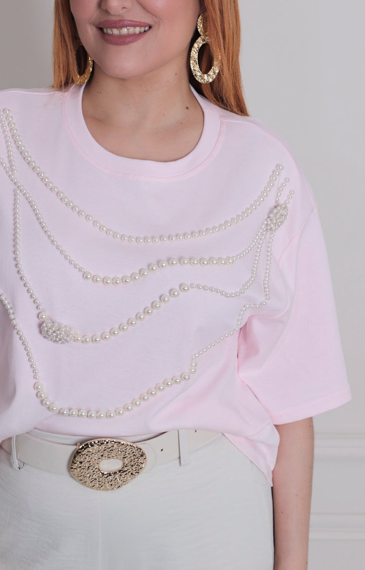 Blusa rosa con perlas - BLUSAS REGULAR Boutiquemirel 