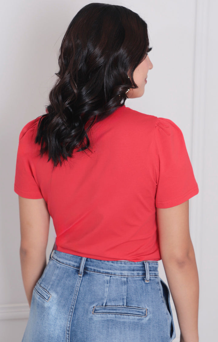 Blusa roja con flores 3D - BLUSAS REGULAR Boutiquemirel 