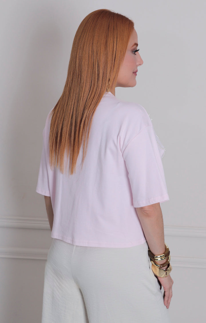 Blusa rosa con perlas - BLUSAS REGULAR Boutiquemirel 