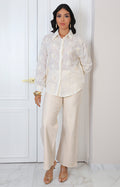 Blusa beige manga larga