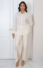 Blusa beige manga larga