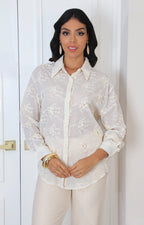 Blusa beige manga larga