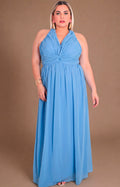 Vestido azul halter - VESTIDO LARGO CURVY Boutiquemirel 
