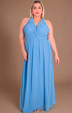 Vestido azul halter - VESTIDO LARGO CURVY Boutiquemirel 