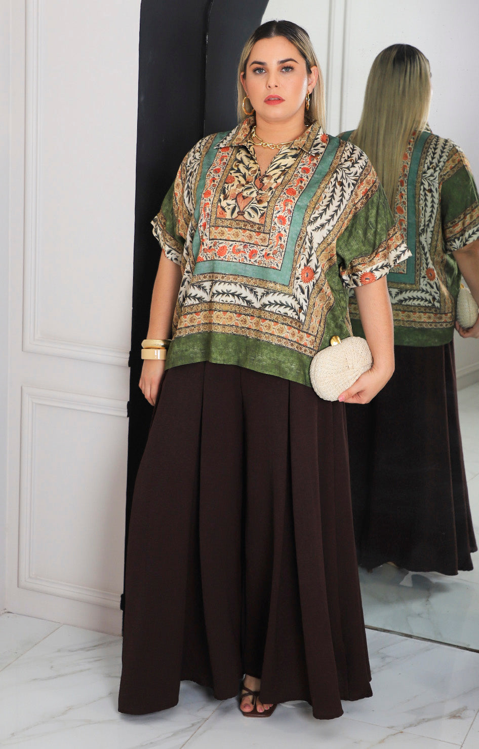 Blusa camisera verde boho