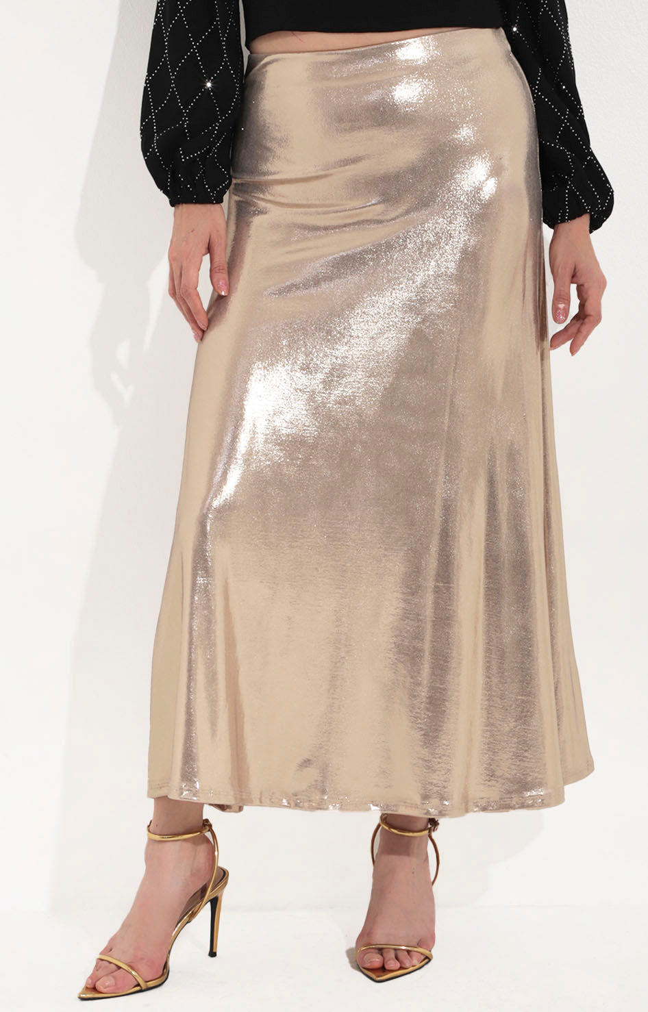 Falda dorada midi - FALDA Boutiquemirel 