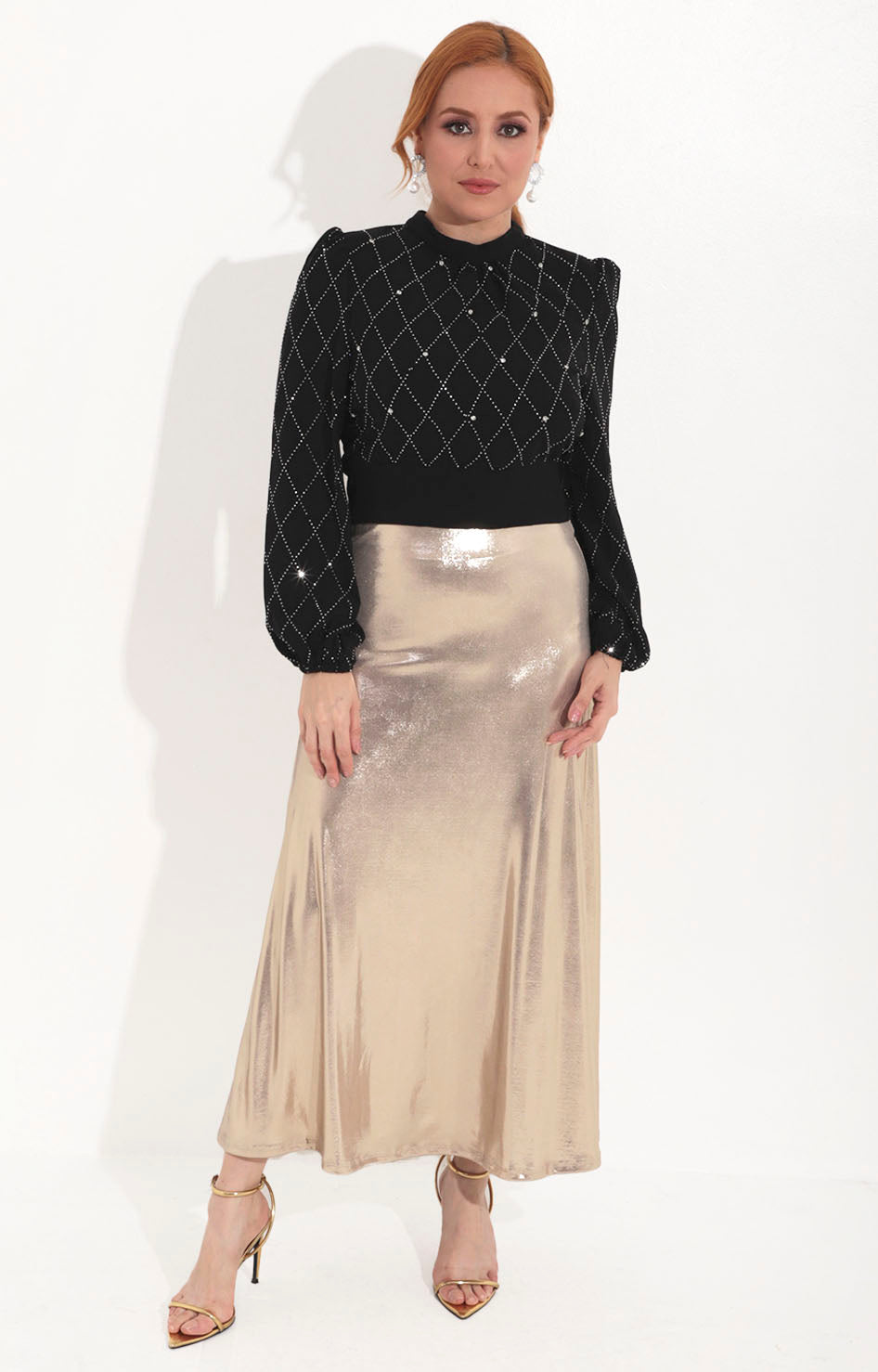 Falda dorada midi - FALDA Boutiquemirel 