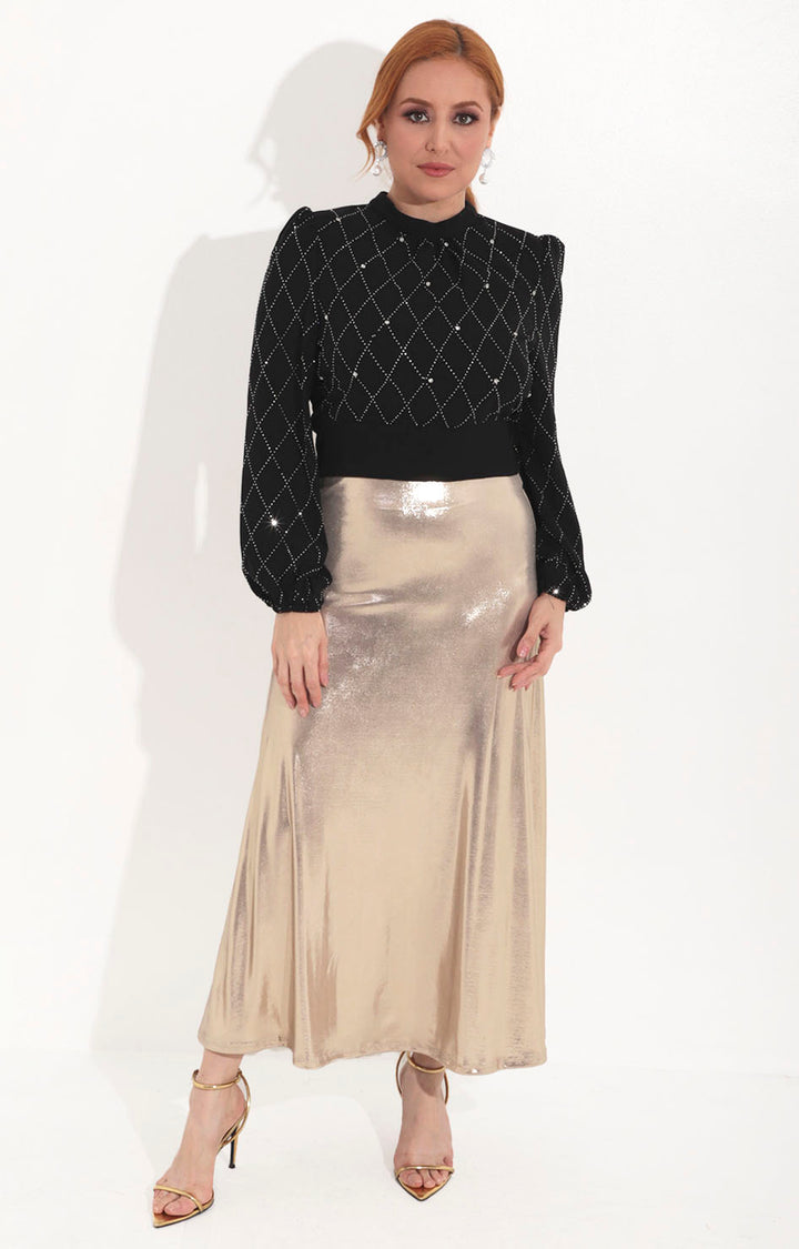 Falda dorada midi - FALDA Boutiquemirel 