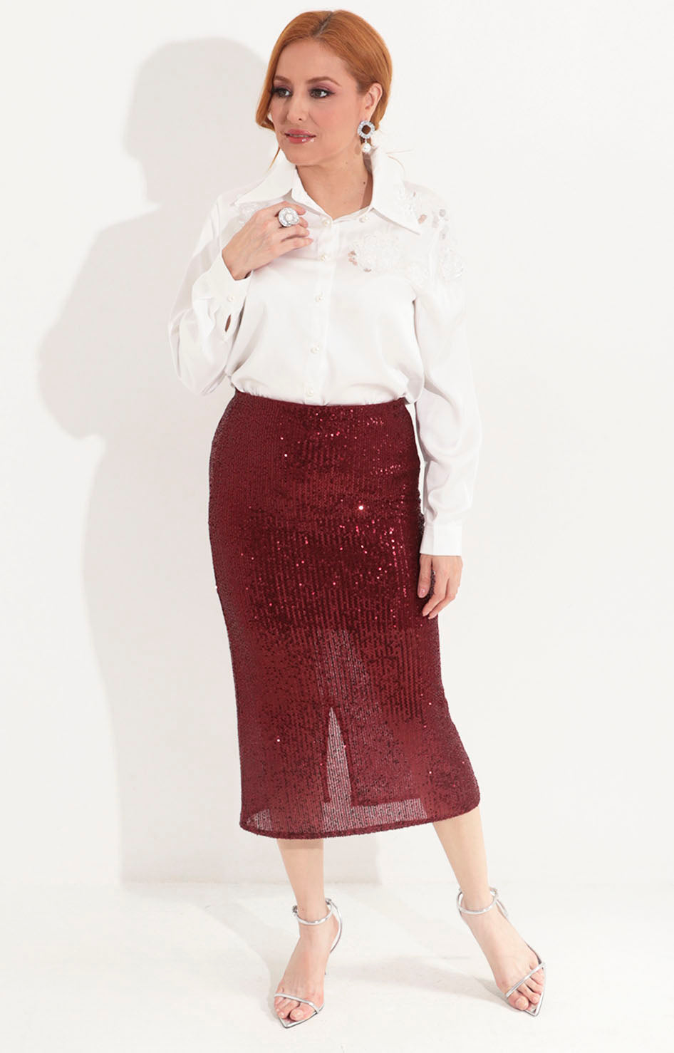 Falda vino de lentejuela - FALDA Boutiquemirel 