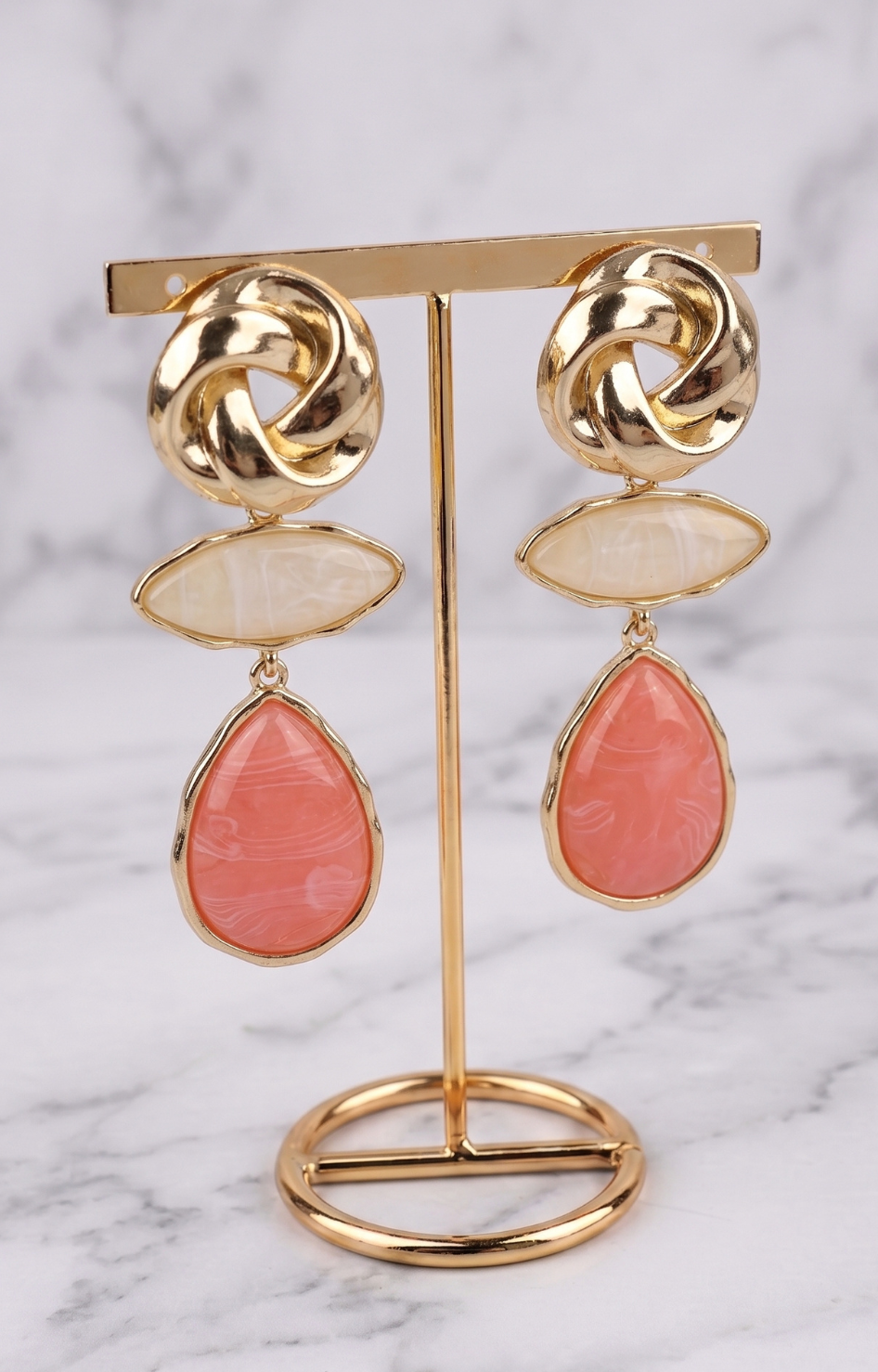 Aretes Doble Piedra Dorados - ARETES Boutiquemirel 