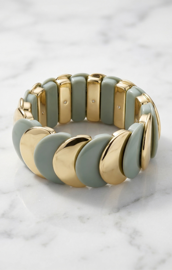 Pulsera Elástica con Detalles en Oro Y Verde - PULSERA Boutiquemirel 