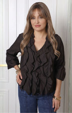 Blusa con volantes al frente