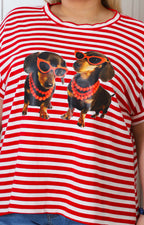 Blusa a rayas con estampado