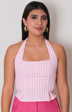 Blusa rosa con estampado de rayas - BLUSAS REGULAR Boutiquemirel 