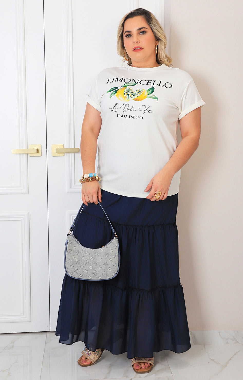 Blusa beige con estampado