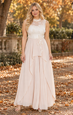 Palazzo beige plisado