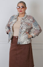 Chamarra estampado patchwork con botones