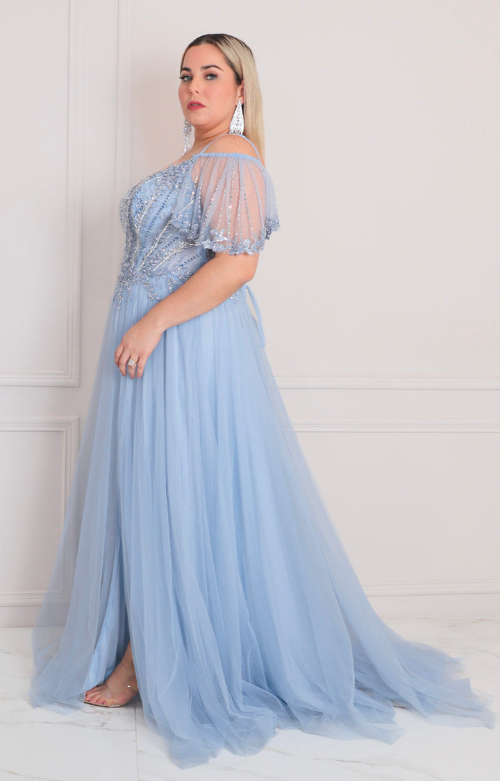 Vestido de gala con tul y pedrería - VESTIDO LARGO CURVY Boutiquemirel 