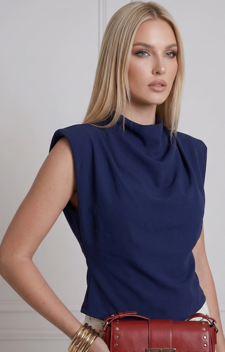 Blusa corta azul marino - BLUSAS REGULAR Boutiquemirel 