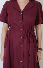 Vestido vino estilo camisa