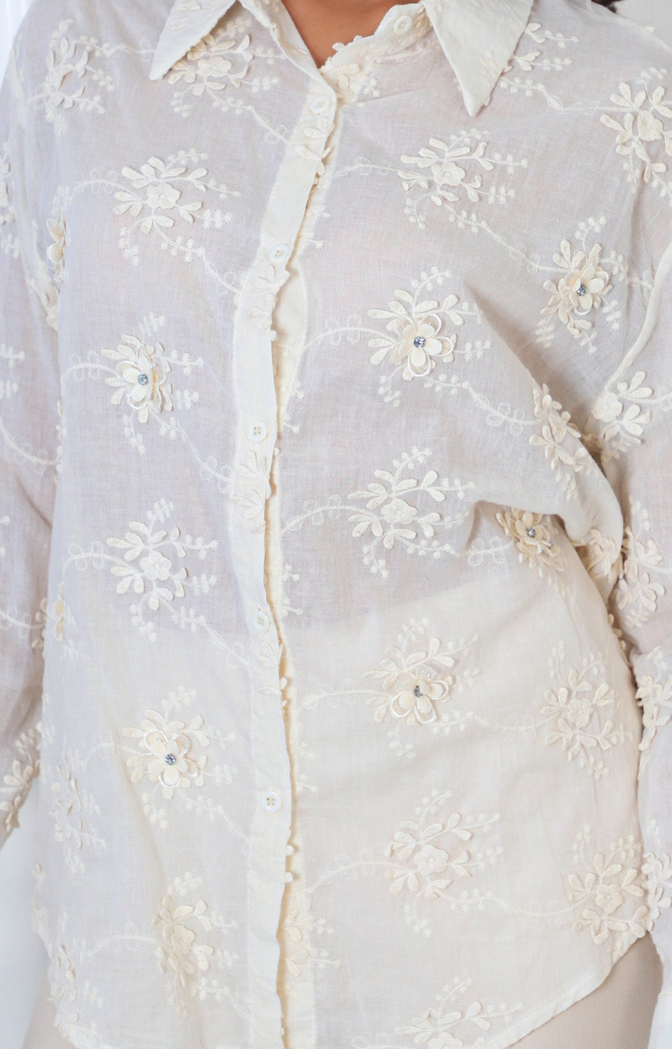 Blusa beige manga larga