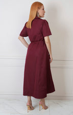 Vestido vino estilo camisa
