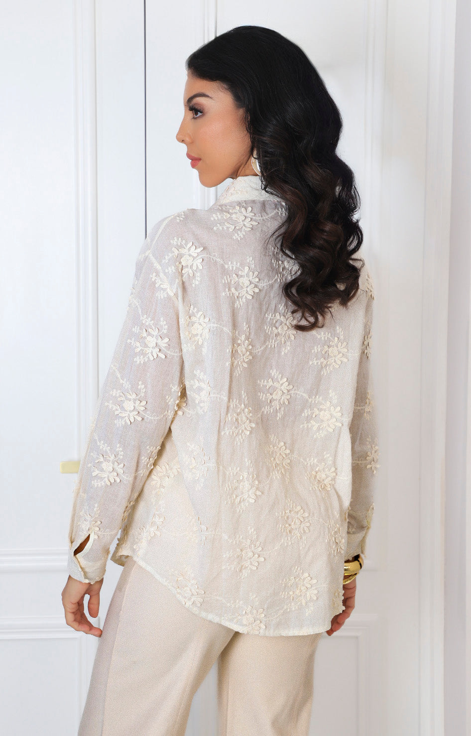 Blusa beige manga larga