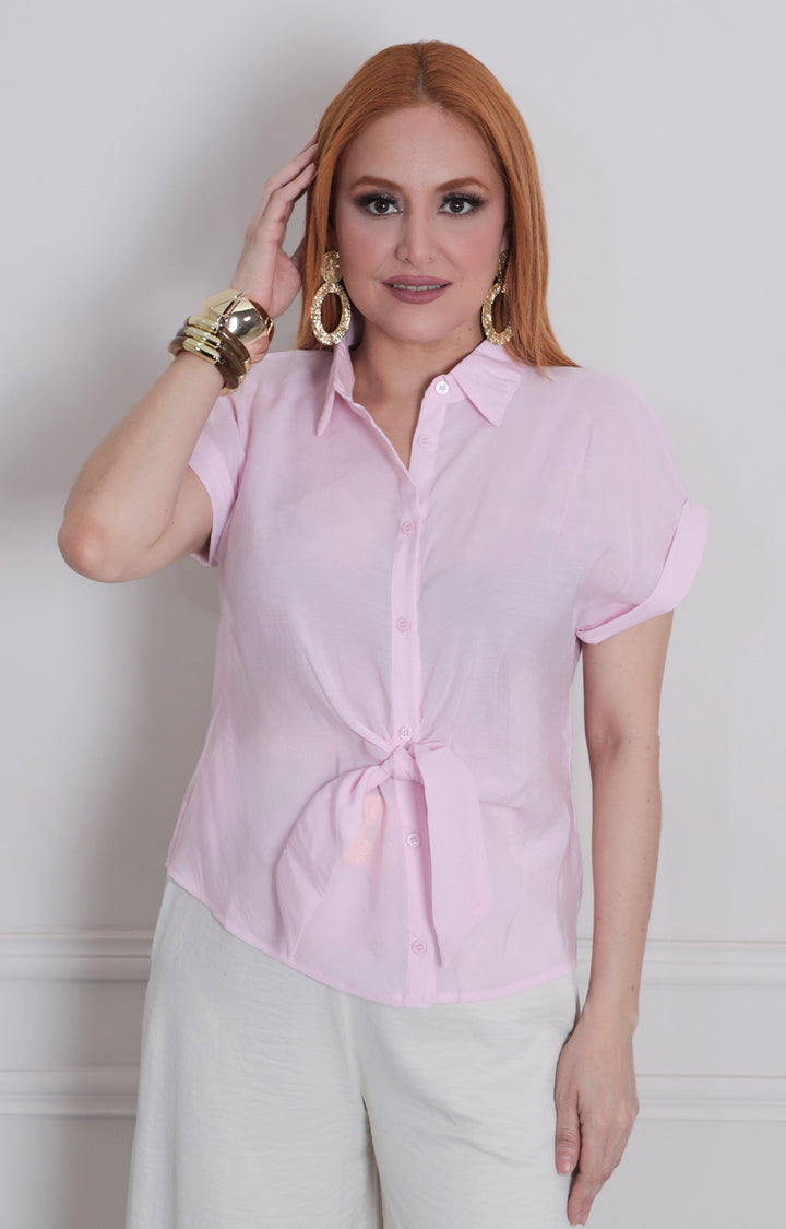 Blusa rosa con lazo - BLUSAS REGULAR Boutiquemirel 