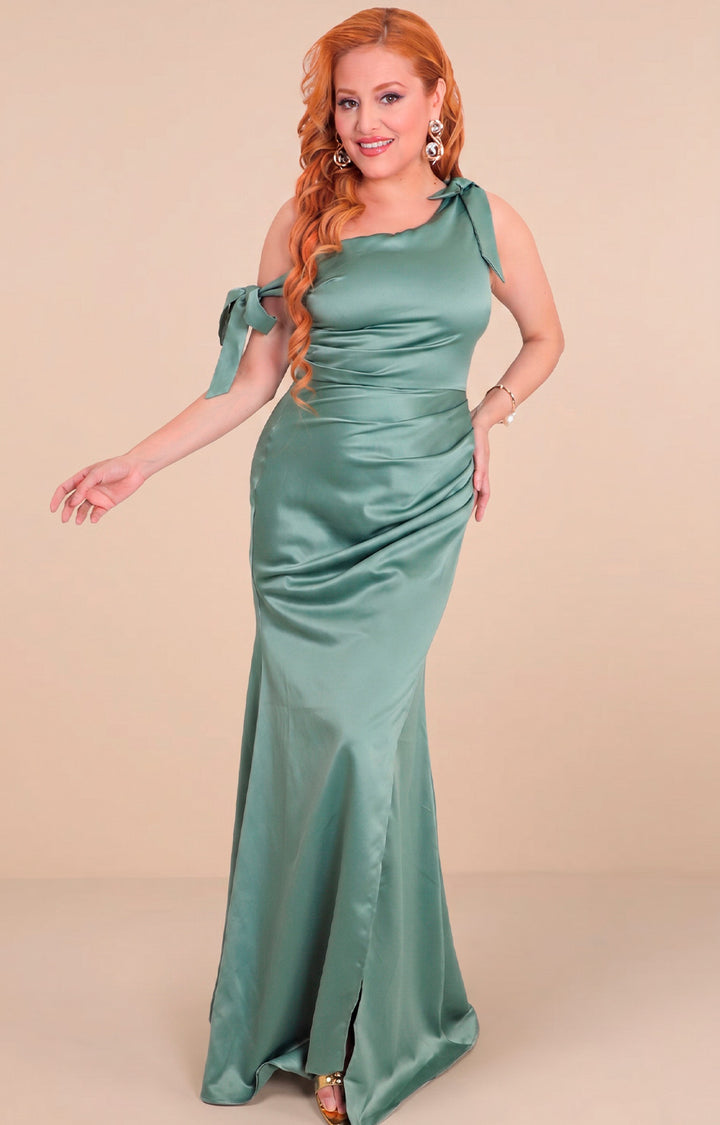 Vestido verde con moños - VESTIDO LARGO REGULAR Boutiquemirel 