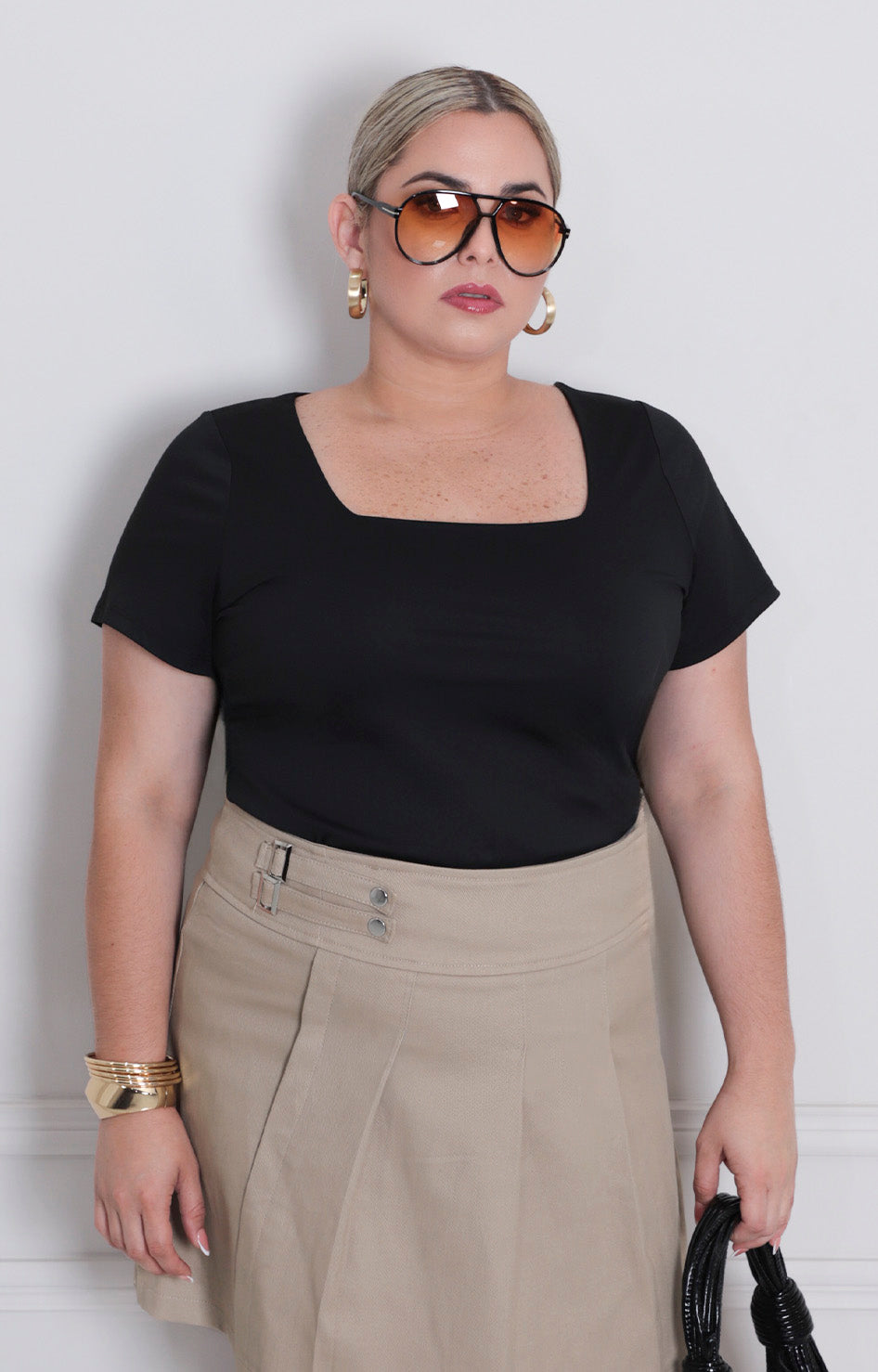 Blusa lisa con mangas - BLUSAS CURVY Boutiquemirel 