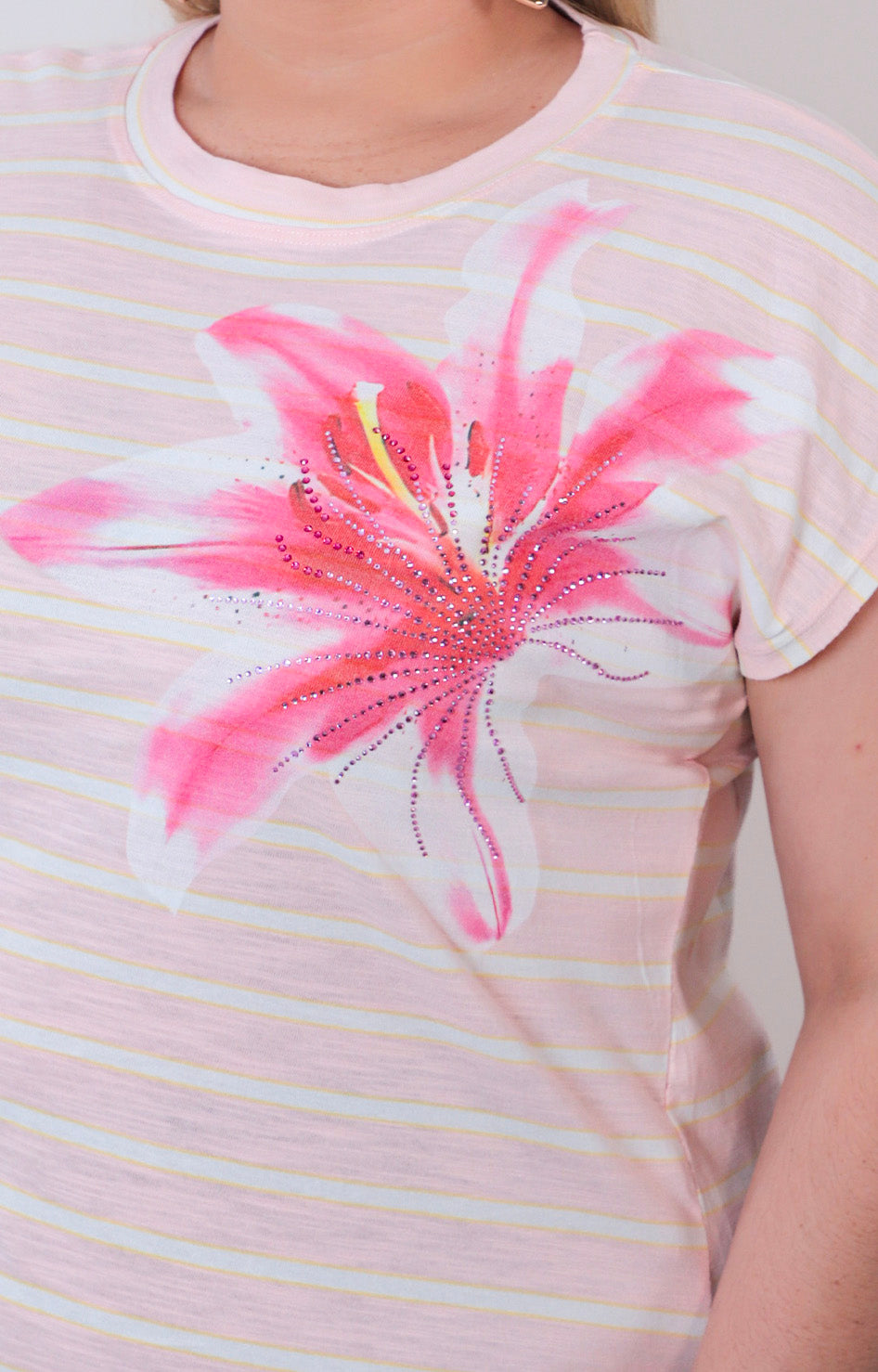 Blusa rosa de rayas - BLUSAS CURVY Boutiquemirel 