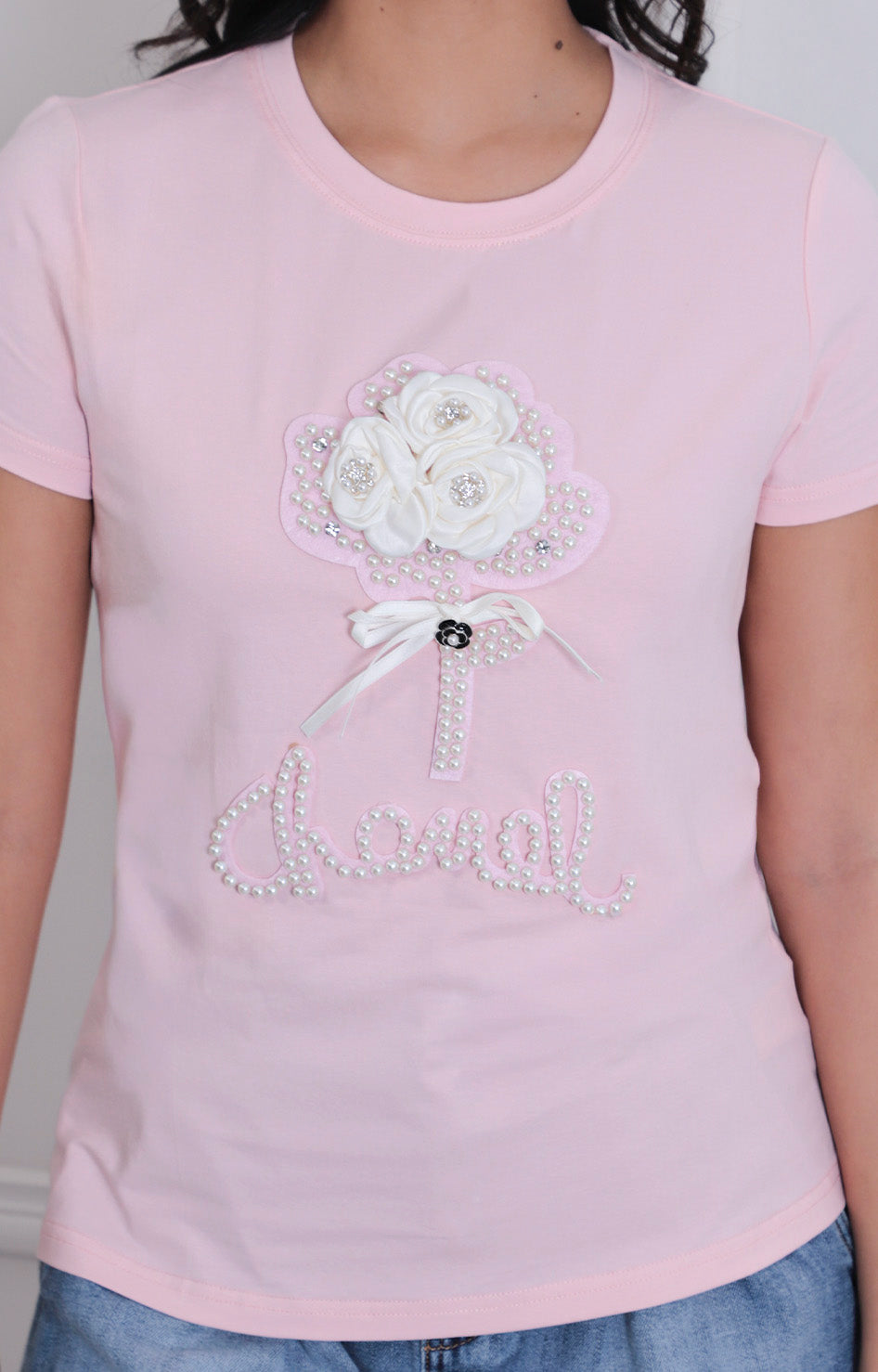 Blusa rosa estampada con perlas - BLUSAS REGULAR Boutiquemirel 