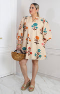 Vestido beige estampado floral