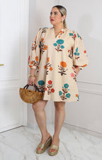 Vestido beige estampado floral