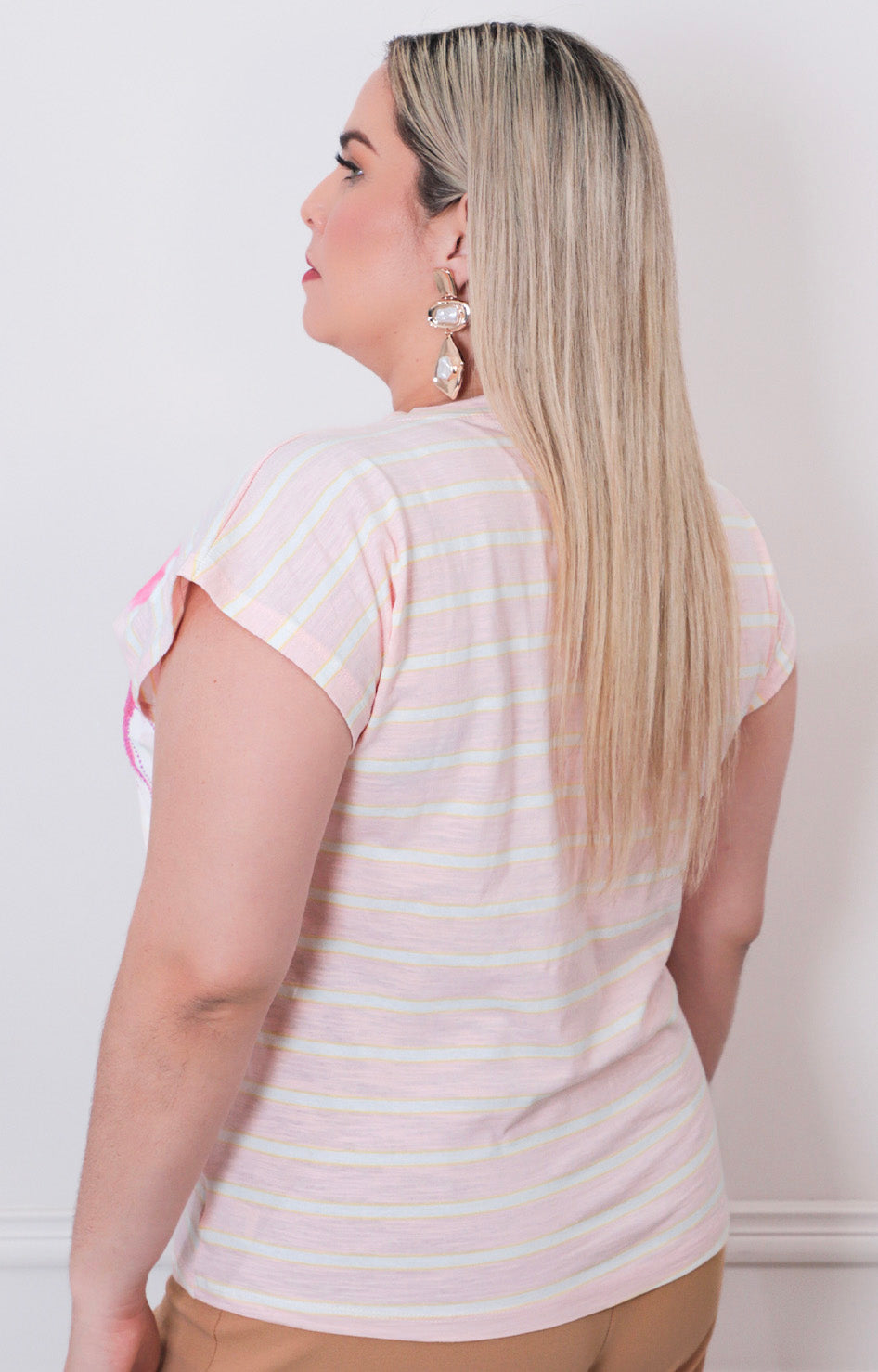 Blusa rosa de rayas - BLUSAS CURVY Boutiquemirel 