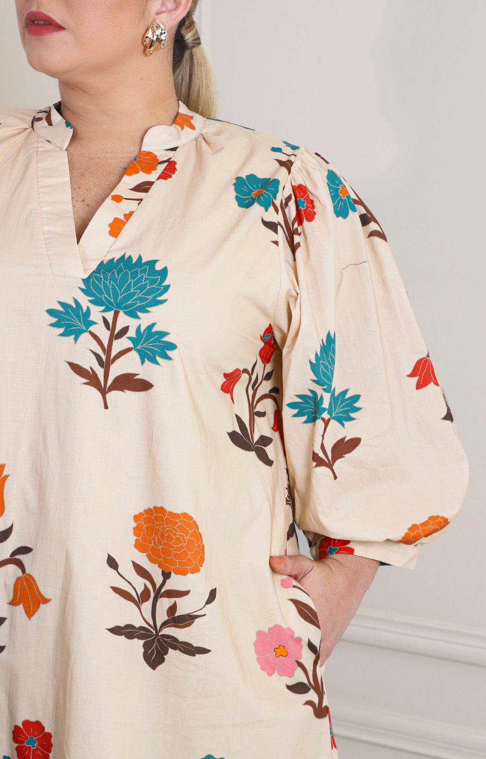 Vestido beige estampado floral