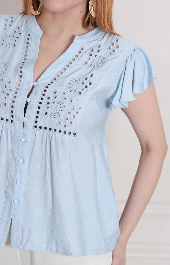 Blusa lisa con textura - BLUSAS REGULAR Boutiquemirel 