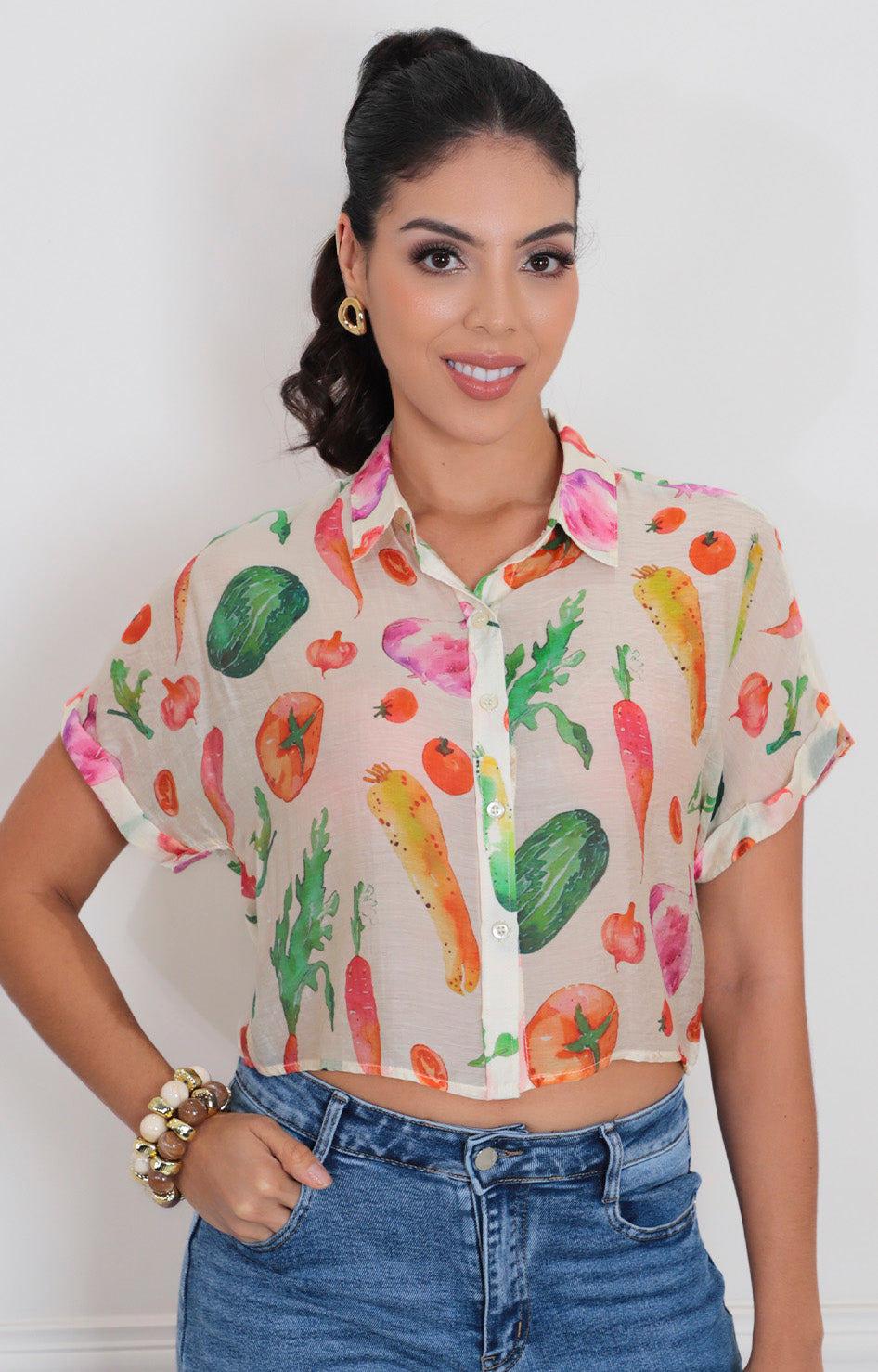 Blusa estampado con botones