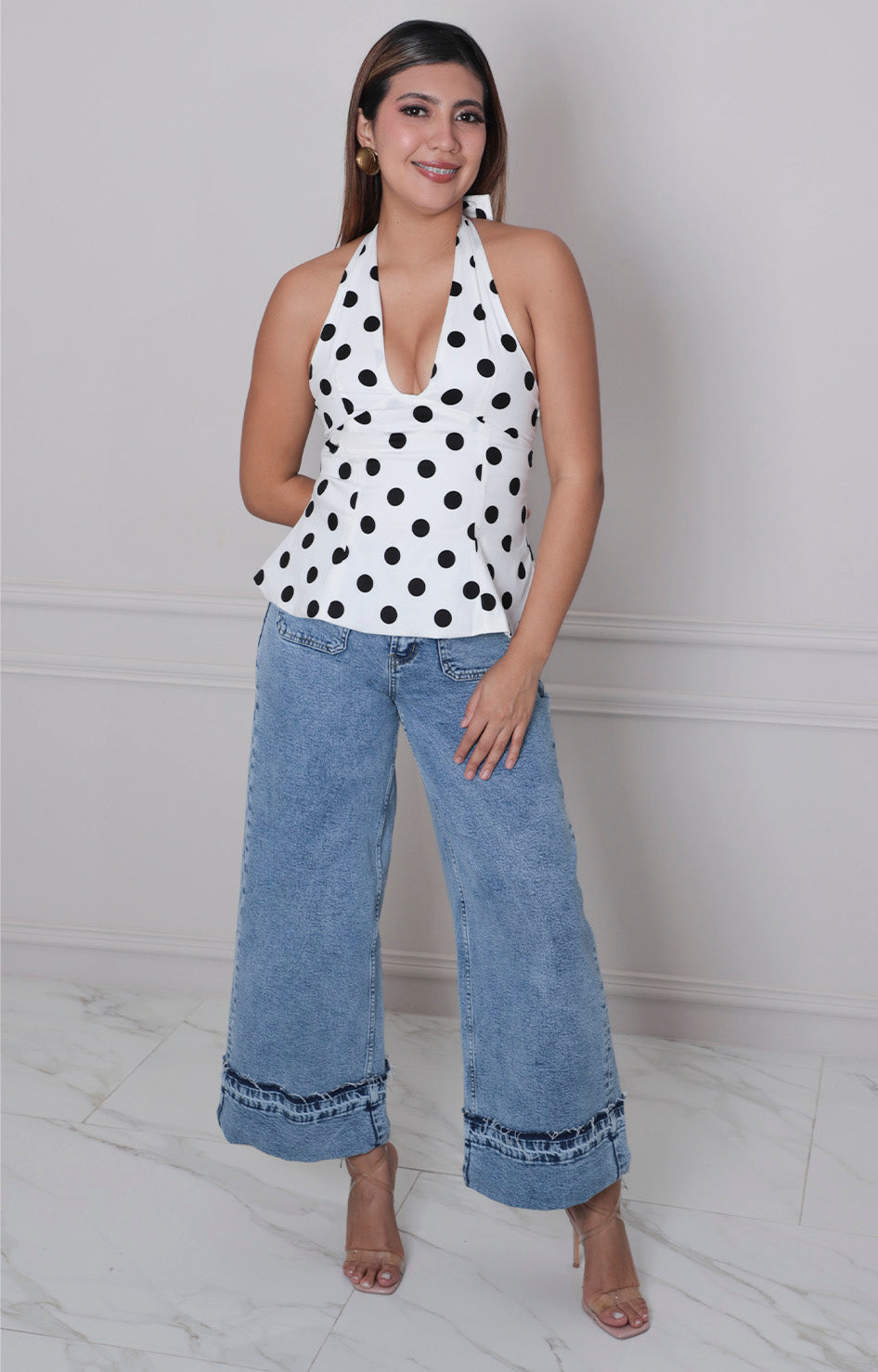 Blusa blanca polka dots - BLUSAS REGULAR Boutiquemirel 