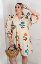 Vestido beige estampado floral