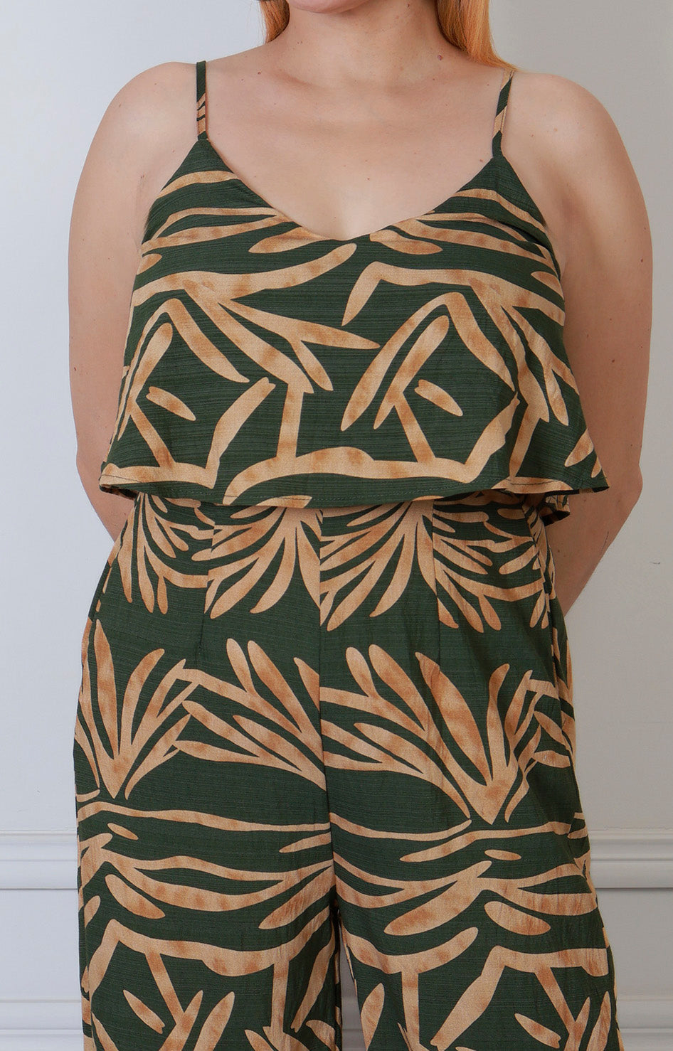 Palazzo con estampado tropical de tirantes