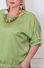 Blusa lisa con bordado - BLUSAS CURVY Boutiquemirel 
