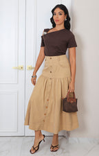 Blusa cafe asimètrica