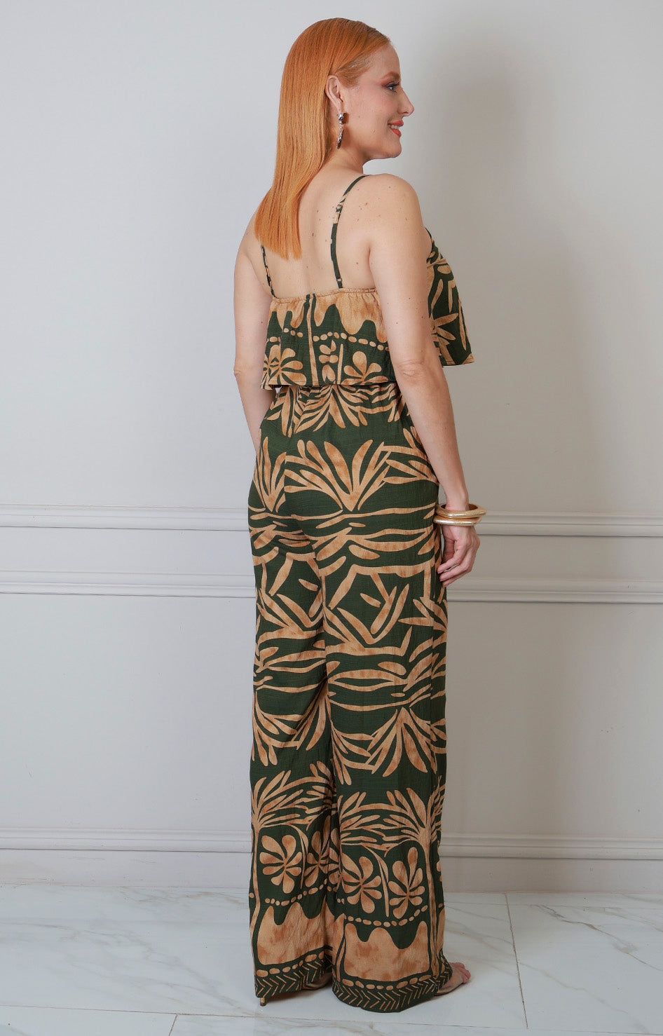 Palazzo con estampado tropical de tirantes