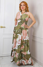 Vestido estampado con hojas
