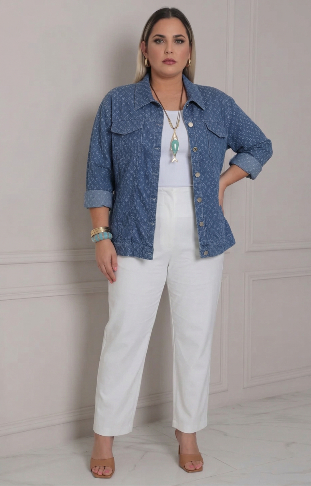 Blusa denim con diseño 3D - BLUSAS CURVY Boutiquemirel 
