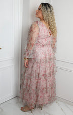 Vestido largo estampado floral con mangas largas