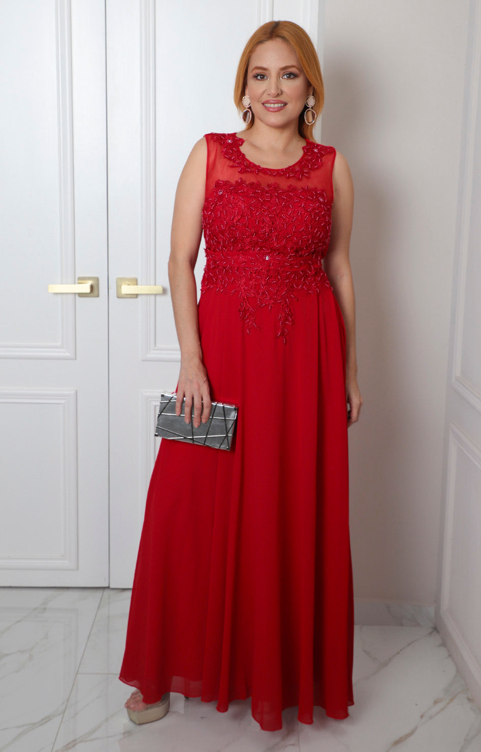Vestido largo con encaje
