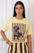 Blusa amarilla estampada con perrito chic